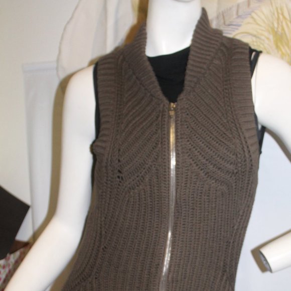 New Alexander Wang Long Zip Front  Cable Knit Chunky Sweater Vest Jacket - Picture 6 of 11